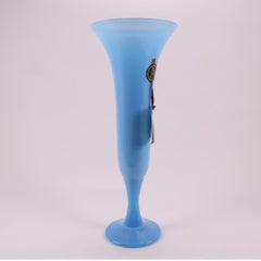 Art Deco French Sèvres Light Turquoise Handblown Opaline Glass Vase, 1930
