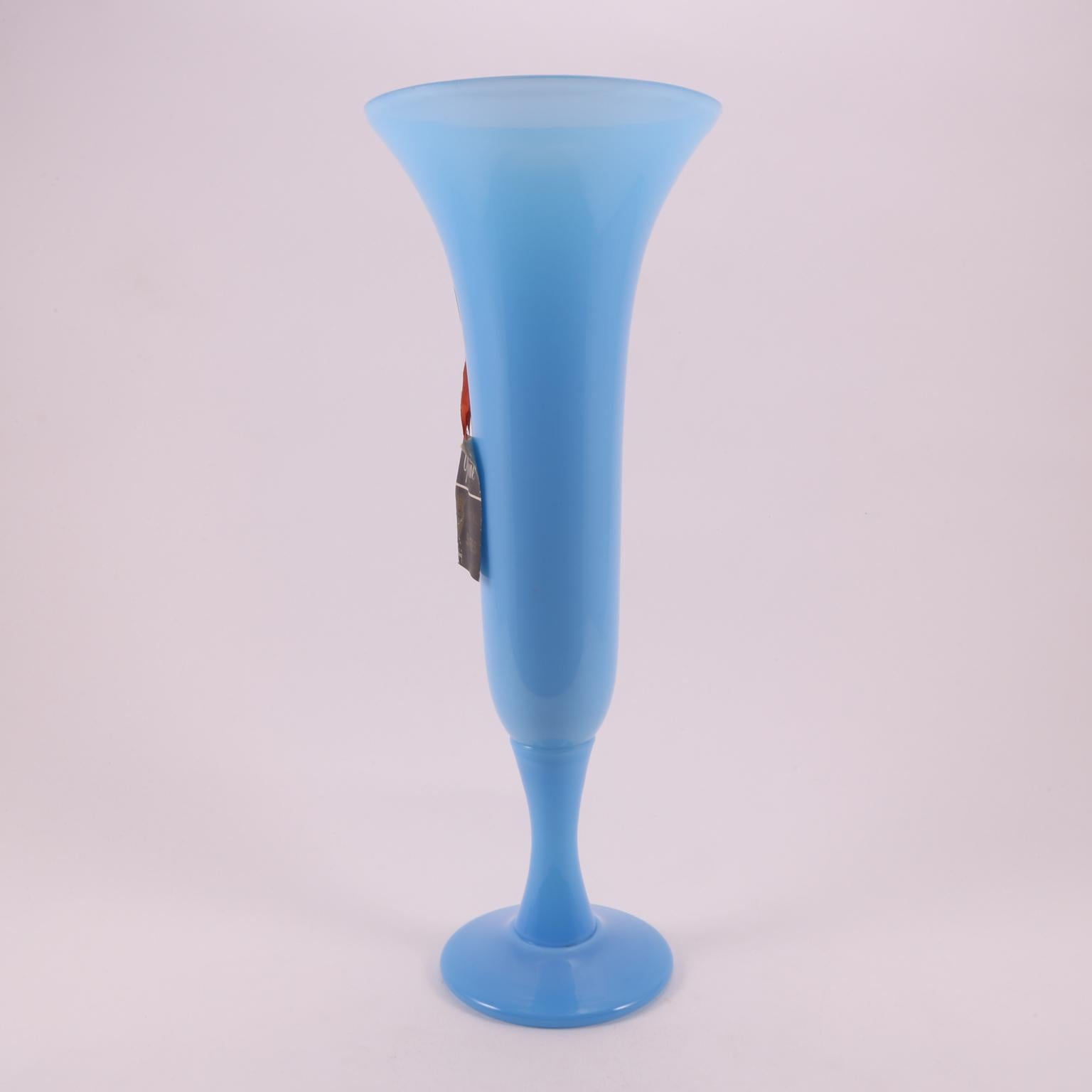 Mid-20th Century Art Deco French Sèvres Light Turquoise Handblown Opaline Glass Vase, 1930 For Sale