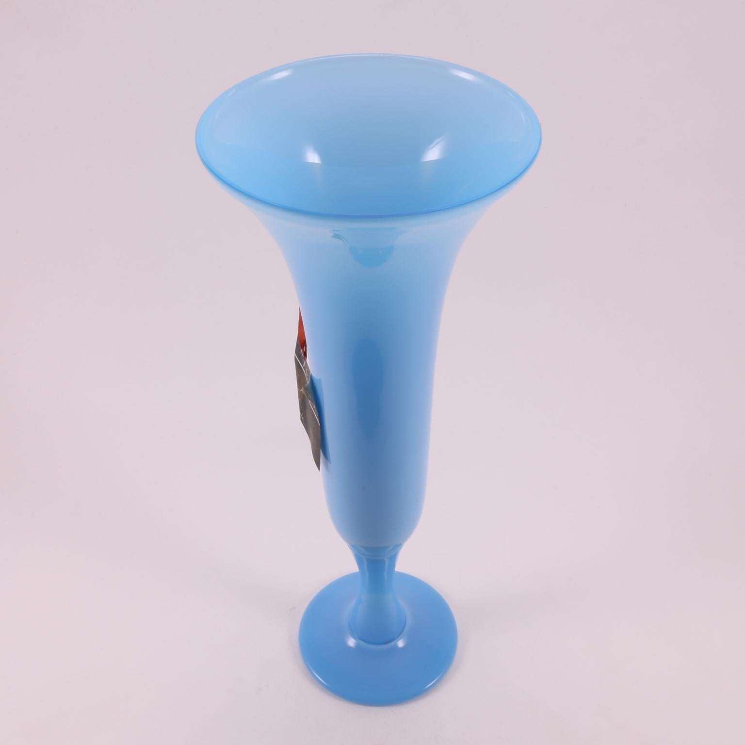 Art Deco French Sèvres Light Turquoise Handblown Opaline Glass Vase, 1930 For Sale 4