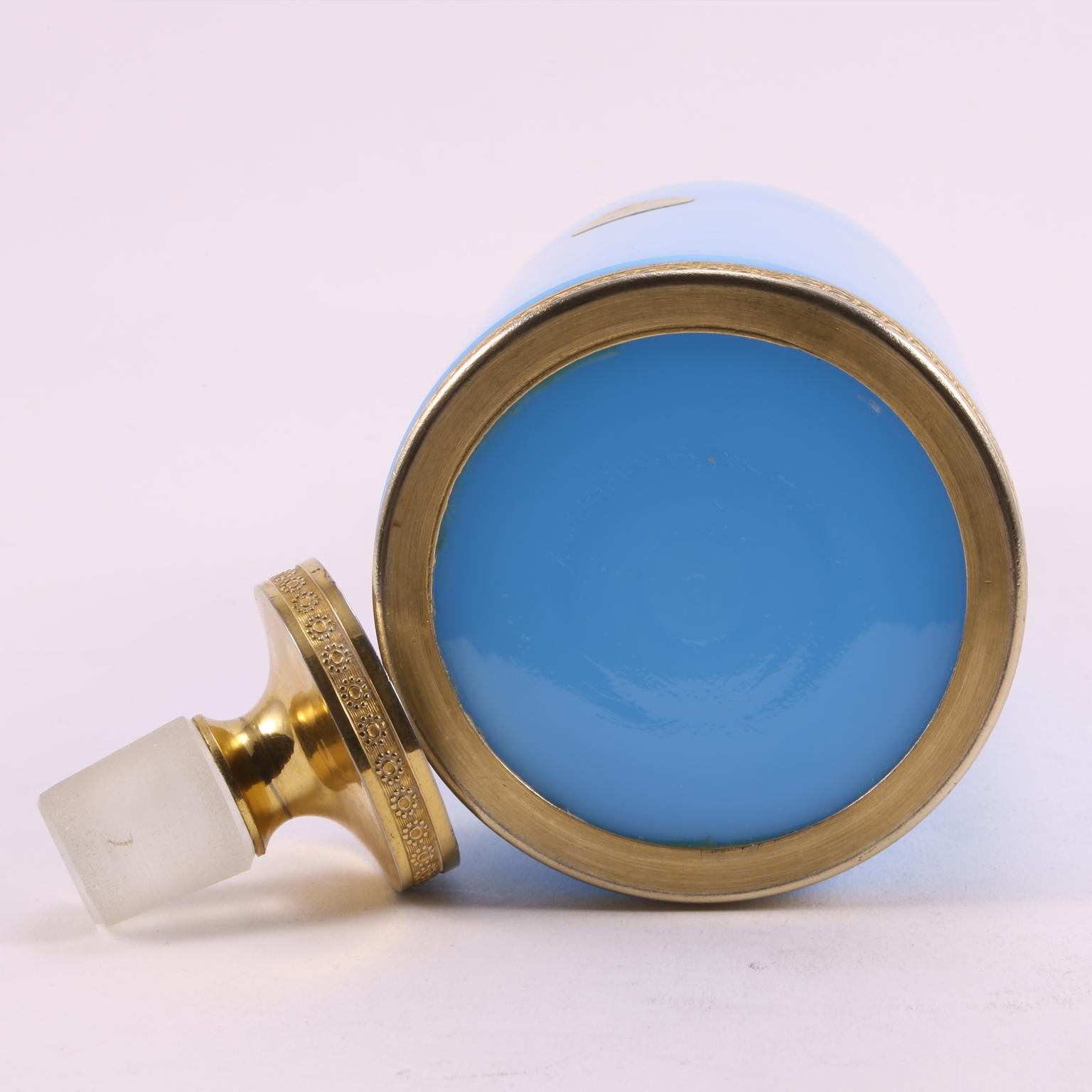 Art Deco French Sèvres-l.Seiler Light Turquoise Opaline  Perfume Bottle, 1920 For Sale 11