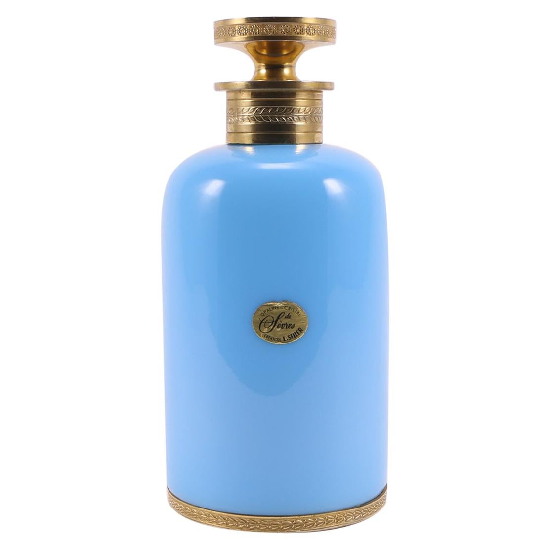 Art Déco Français Sèvres-l.Seiler Turquoise clair Opaline  Bouteille de parfum, 1920 en vente