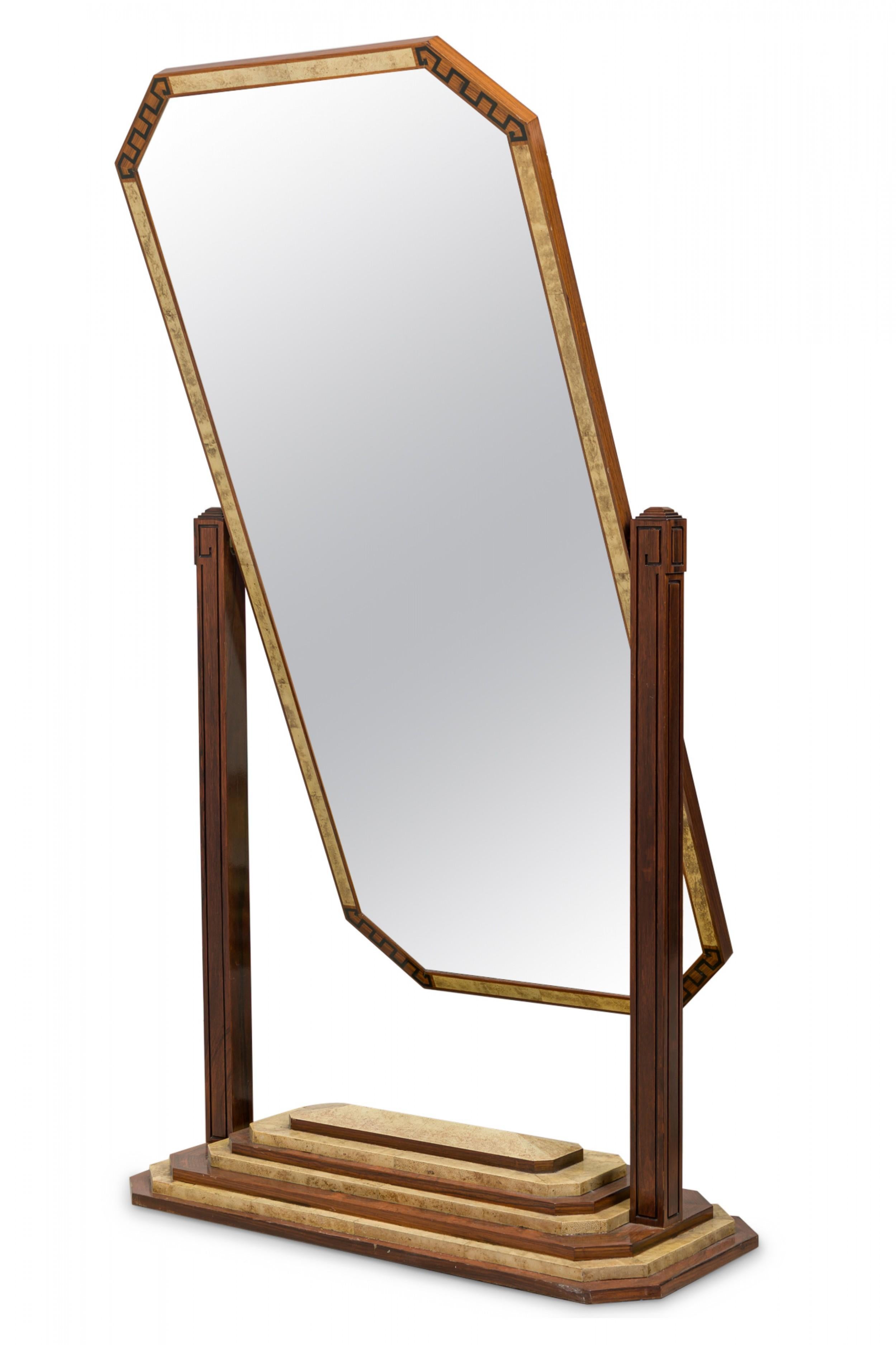 20th Century Art Deco French Shagreen and Rosewood Cheval Mirror For Sale
