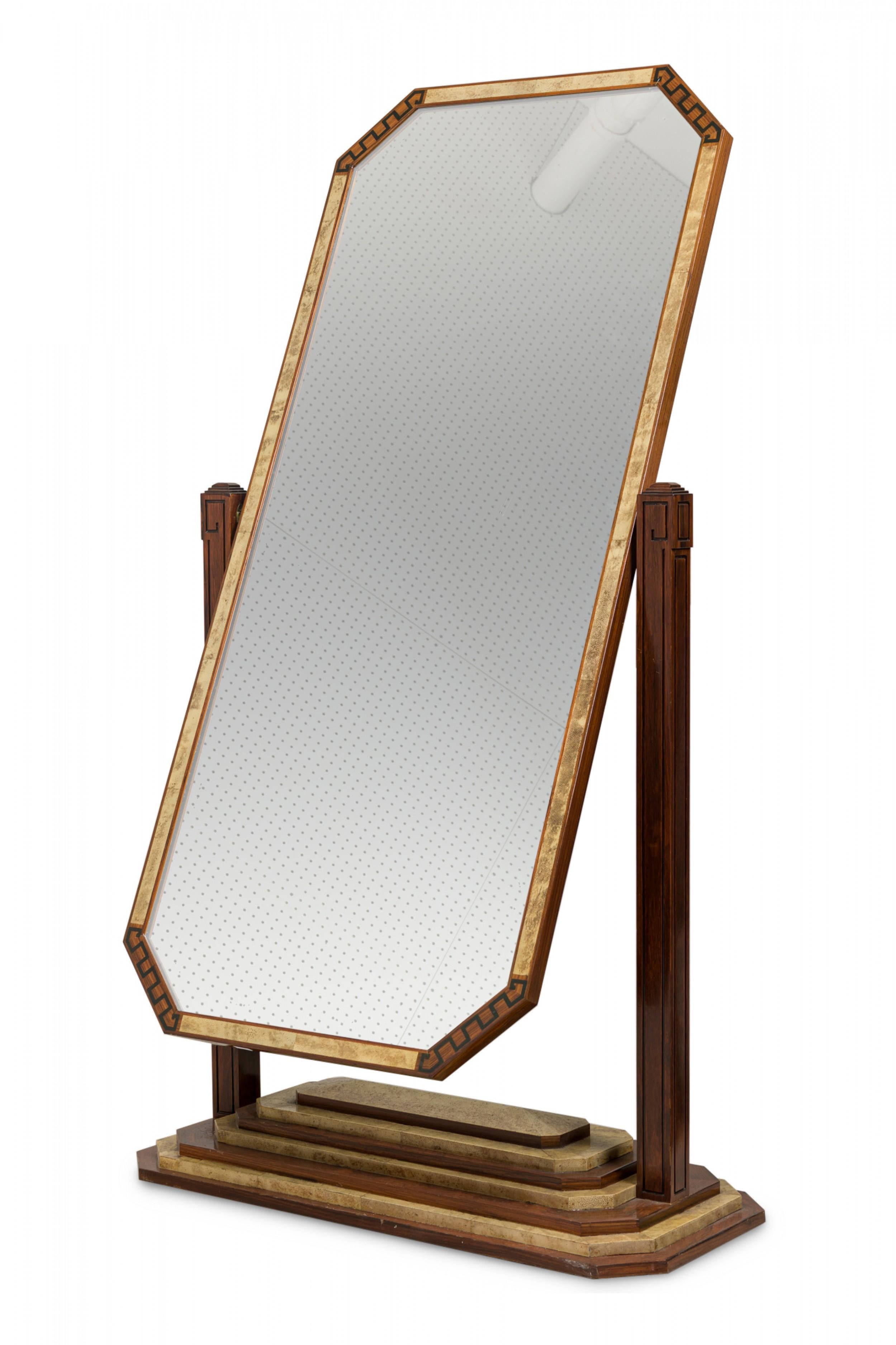 Art Deco French Shagreen and Rosewood Cheval Mirror For Sale 1