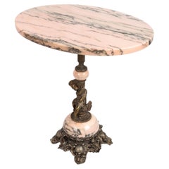 French Side Table Wine Table Pink Marble, C.1940