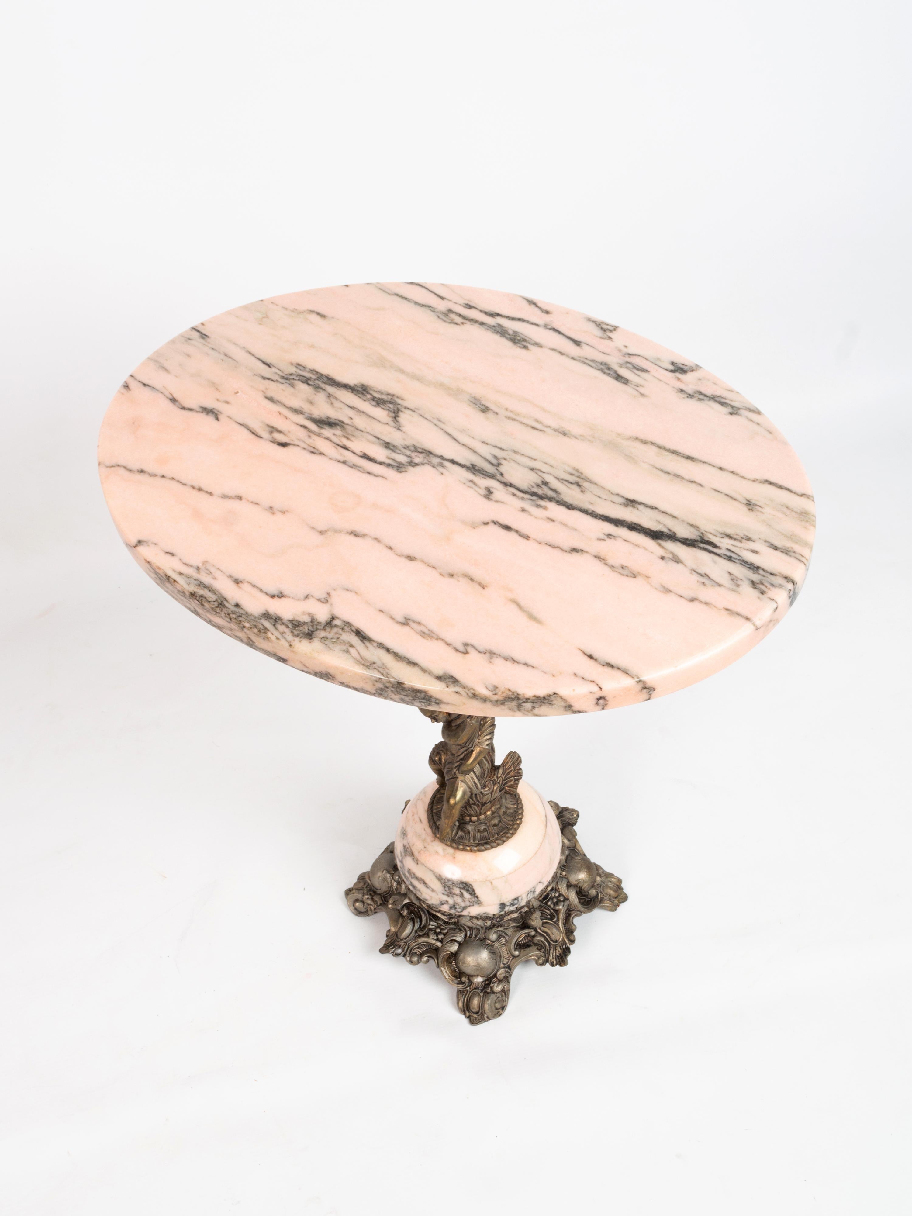 Art Deco French Side Table Wine Table Pink Marble Maison Jansen, C.1940 In Good Condition For Sale In London, GB