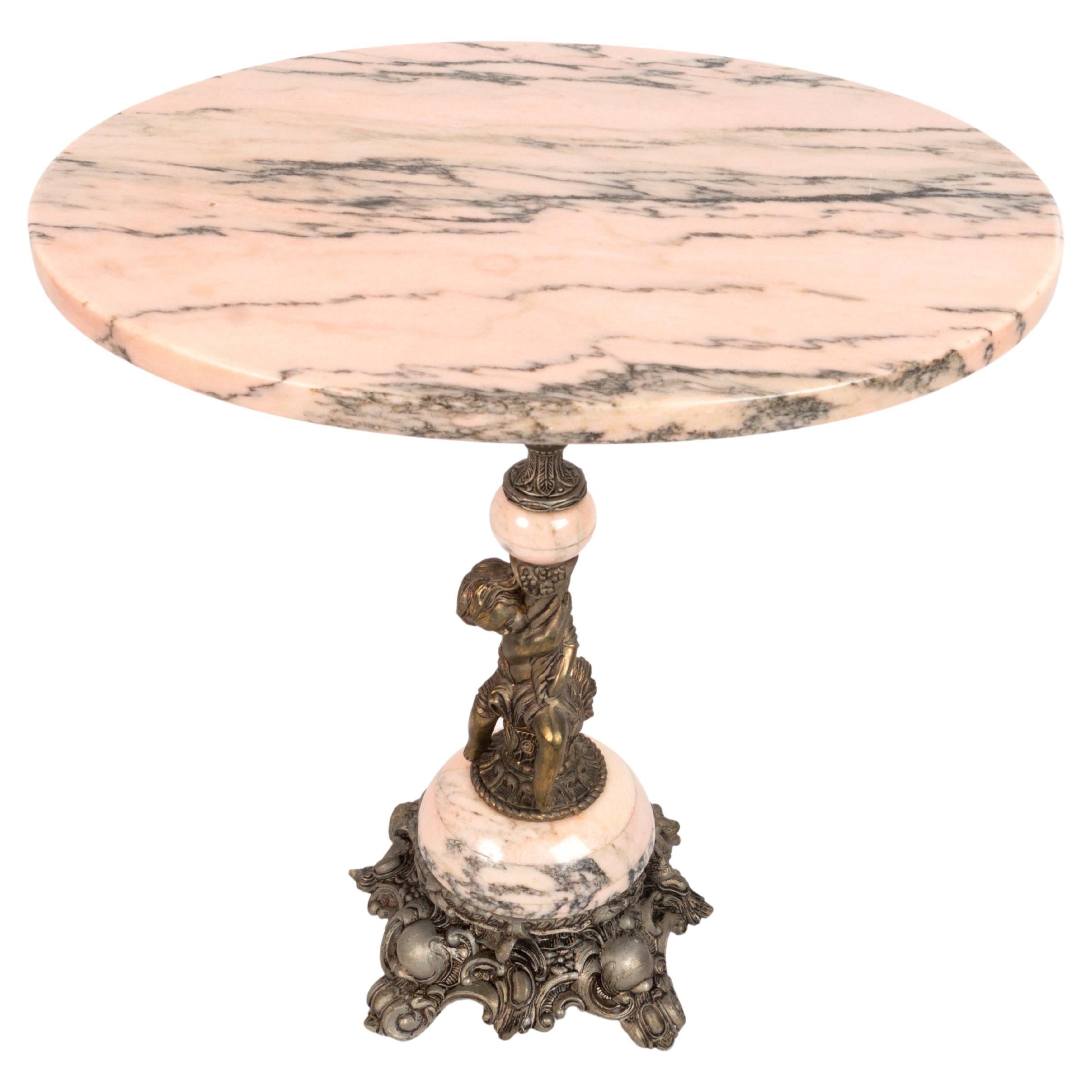 Table d'appoint Art Déco française Table à vin en marbre rose Maison Jansen, C.1940