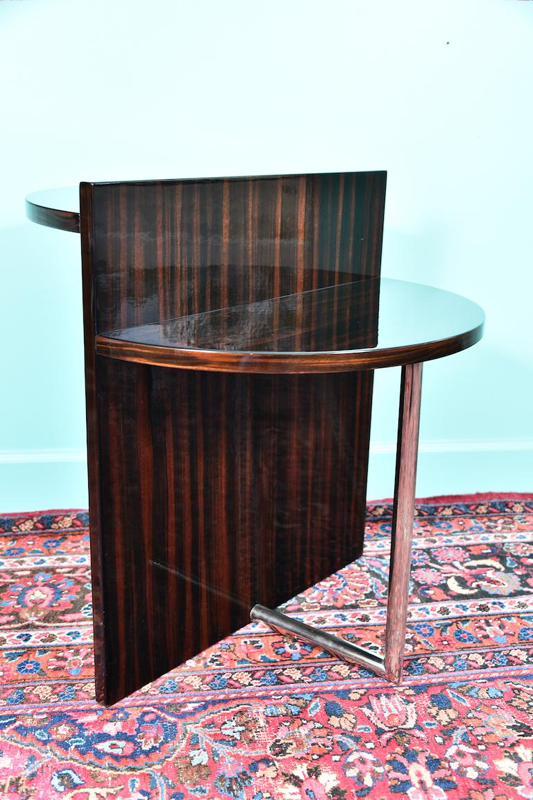 Art Deco French Side Table in Walnut with Chrome In Excellent Condition For Sale In Houston, TX