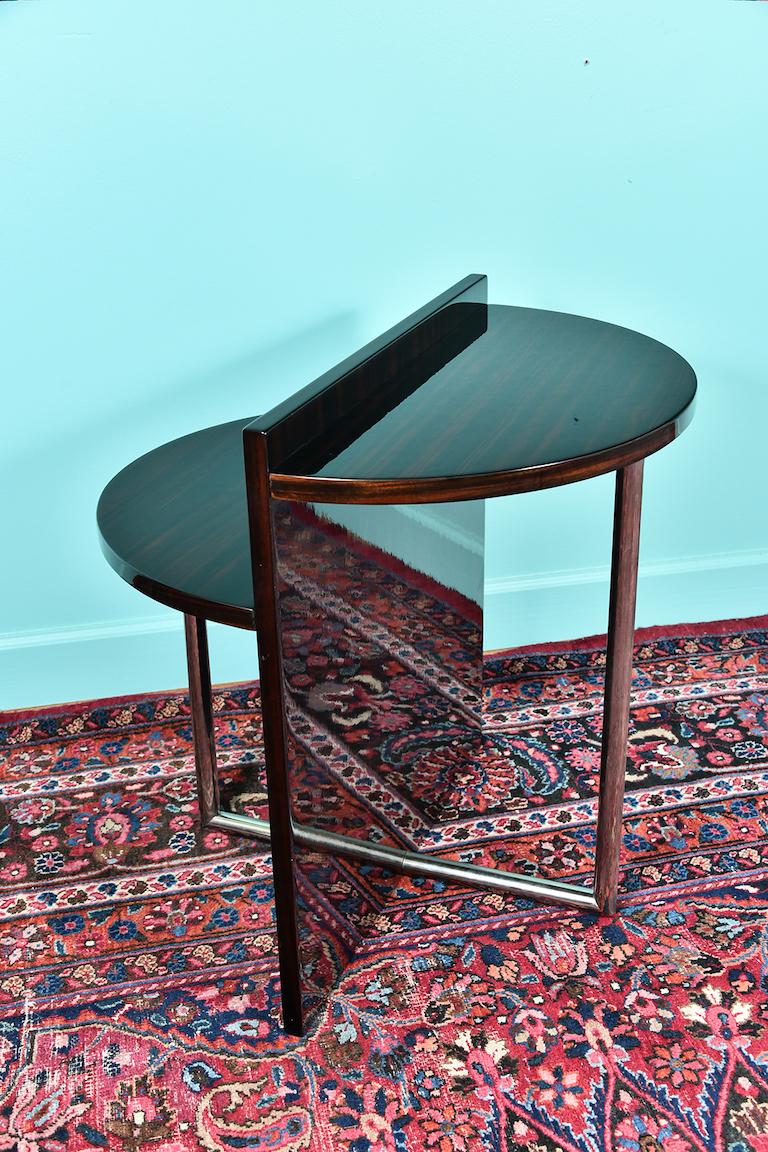 Art Deco French Side Table in Walnut with Chrome 1