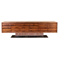 Mid-Century Italian Sideboard in Walnut with Chrome Base, c. 1970s