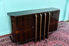 Art Deco French Sideboard with 4 Brass Vertical Lines in Macassar