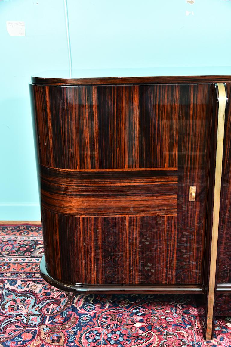 Art Deco French Sideboard with 4 Brass Vertical Lines in Macassar 1