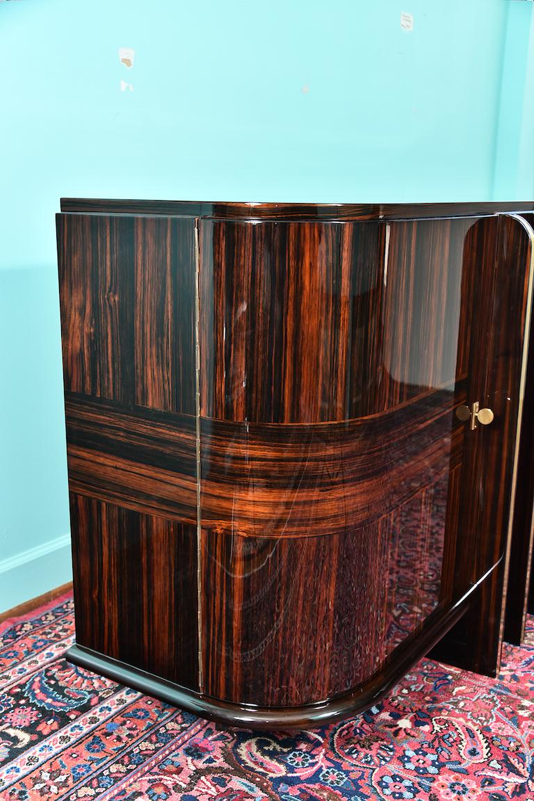 Art Deco French Sideboard with 4 Brass Vertical Lines in Macassar 4