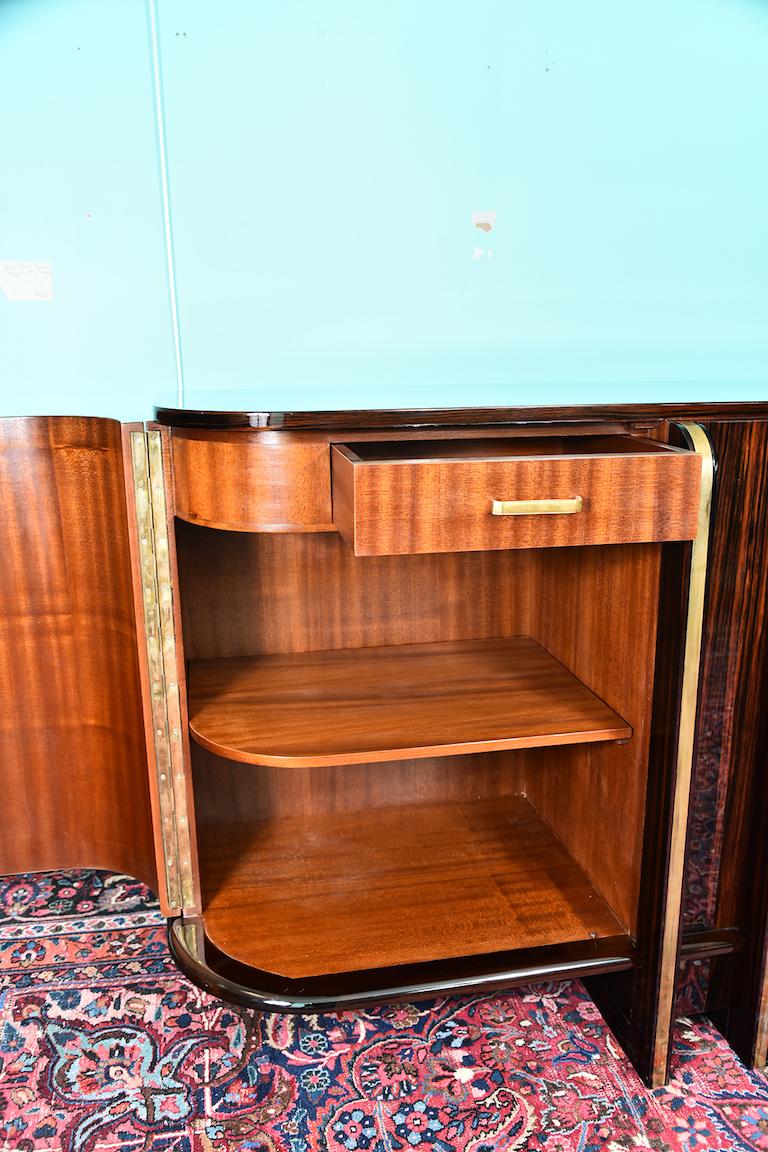 Art Deco French Sideboard with 4 Brass Vertical Lines in Macassar 2