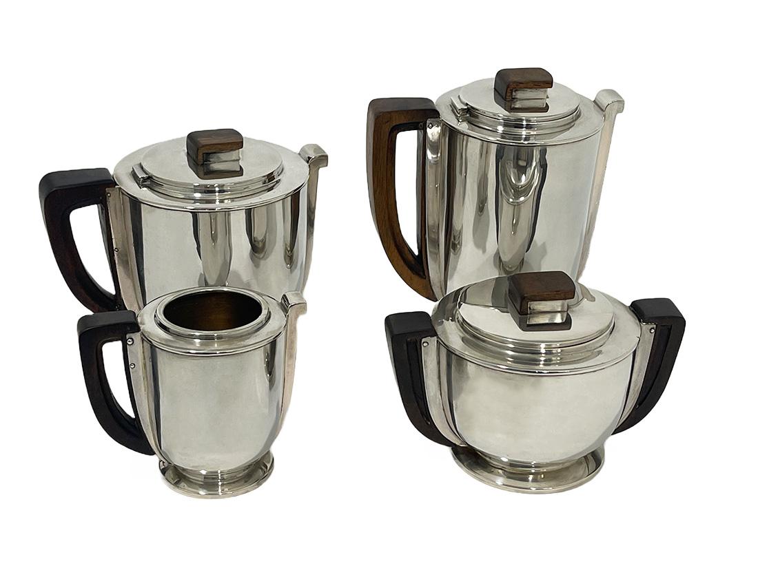 Silver Art Deco French silver coffee and tea service, 1920 For Sale