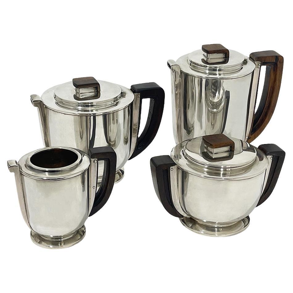 Art Deco French silver coffee and tea service, 1920 For Sale