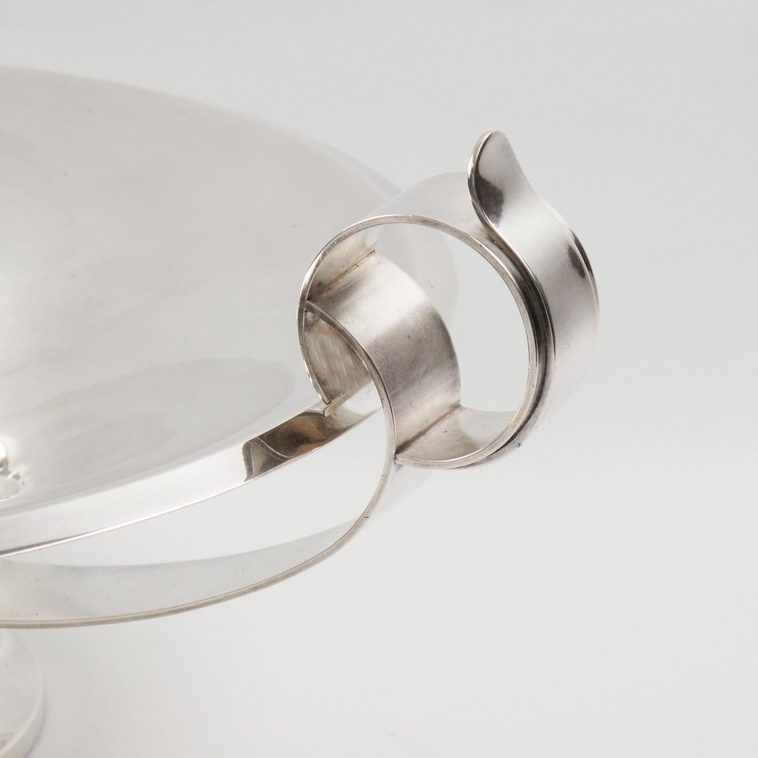 Mid-20th Century Art Deco Silver Plate Decorative Bowl Centerpiece, France 1930s For Sale