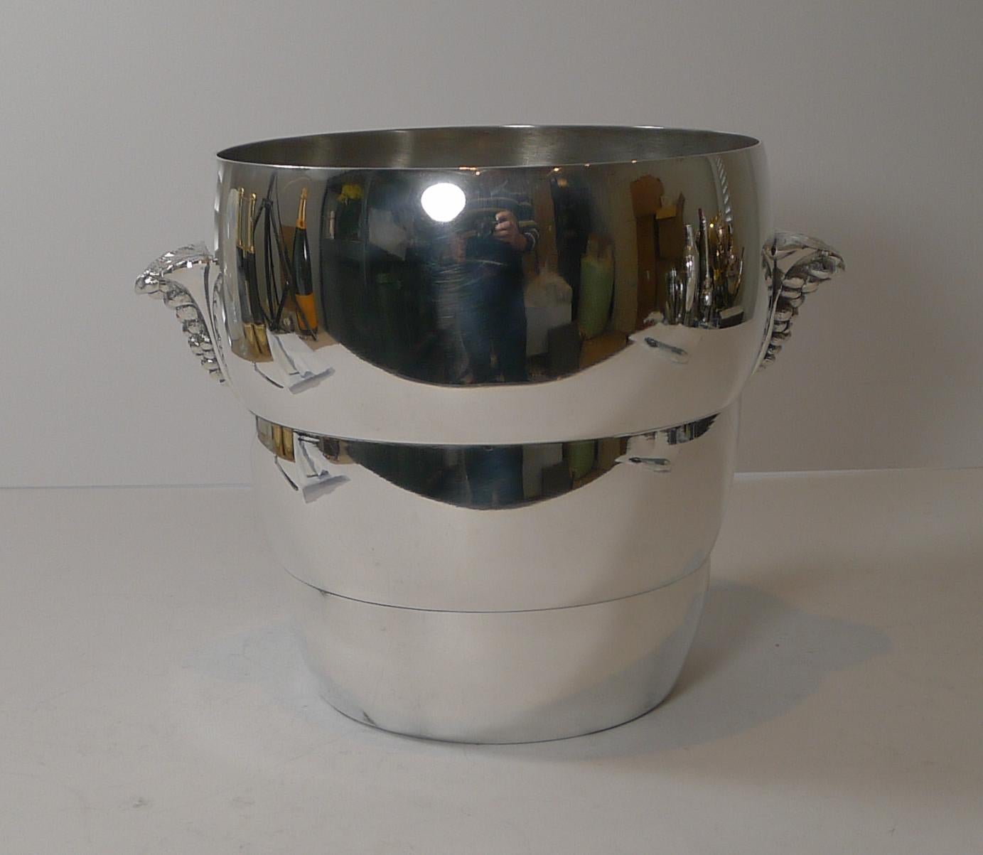 Art Deco French Silver Plated Champagne Bucket / Wine Cooler c. 1930 For Sale 2