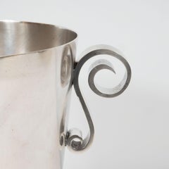 Art Deco French Silver Plated Ice Bucket with Scroll Handles