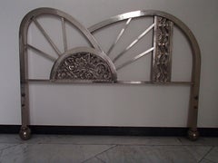 Art Deco French Size Chrome Bed Head and Base