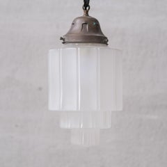 Art Deco French 'Sky Scraper' Glass Pendant Light