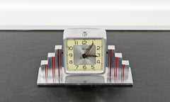 Art Deco French Skyscraper Adjustable Metal Shelf Mantle Clock by Dep