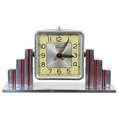 Vintage Art Deco French Skyscraper Adjustable Metal Shelf Mantle Clock by Dep