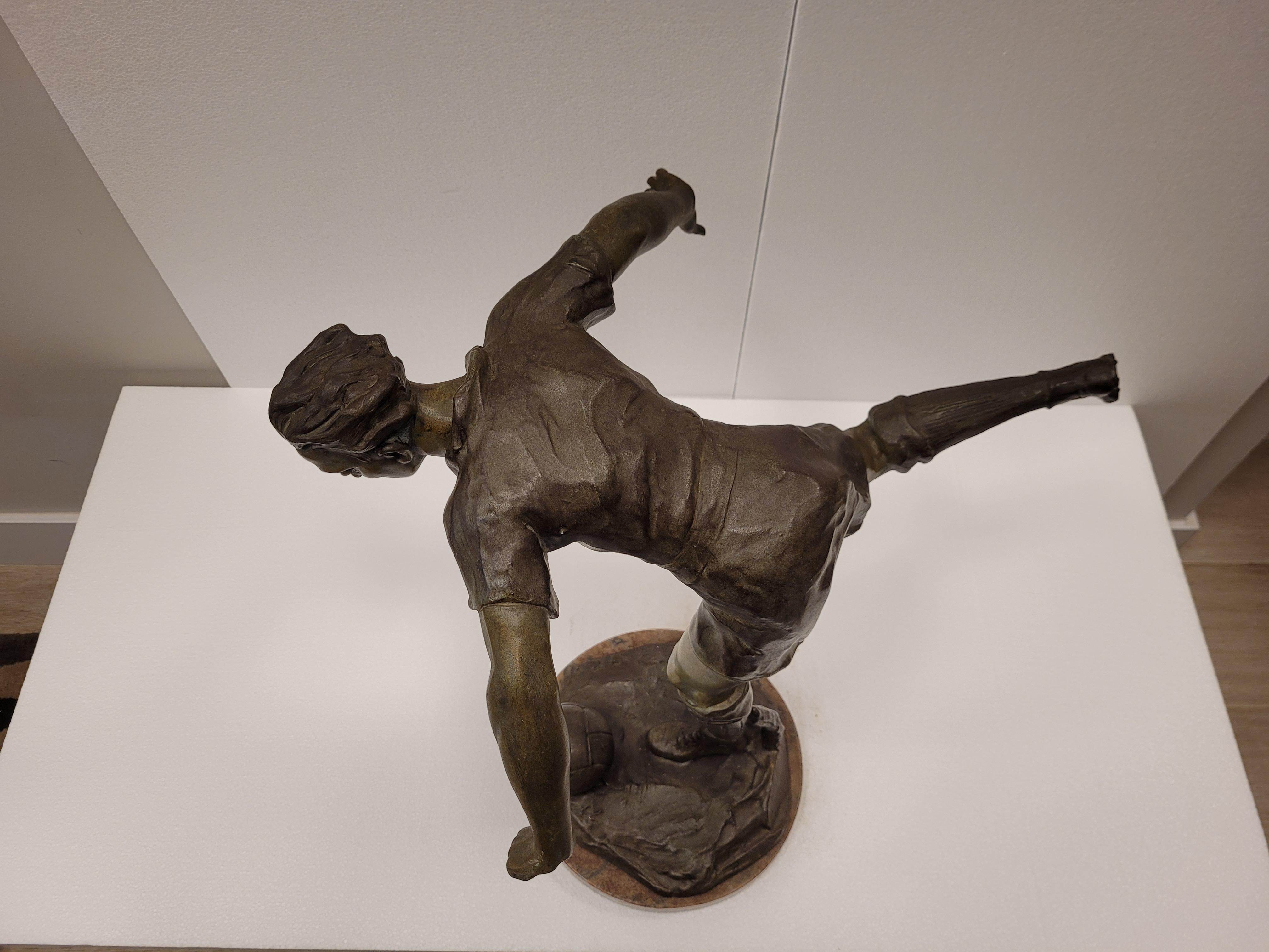 Art Deco French Soccer Player Sculpture by LEMOYNE 1