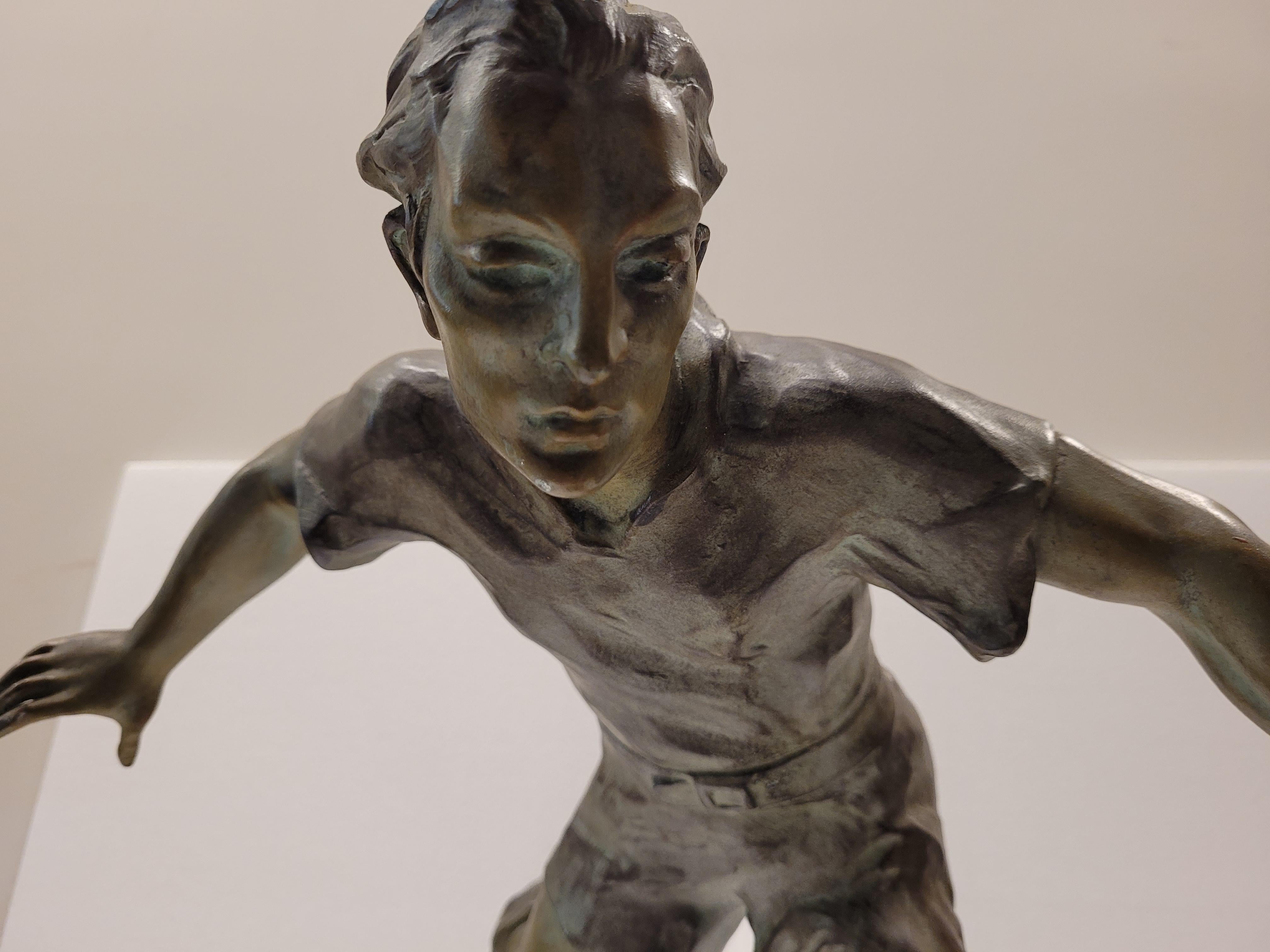 Art Deco French Soccer Player Sculpture by LEMOYNE 2