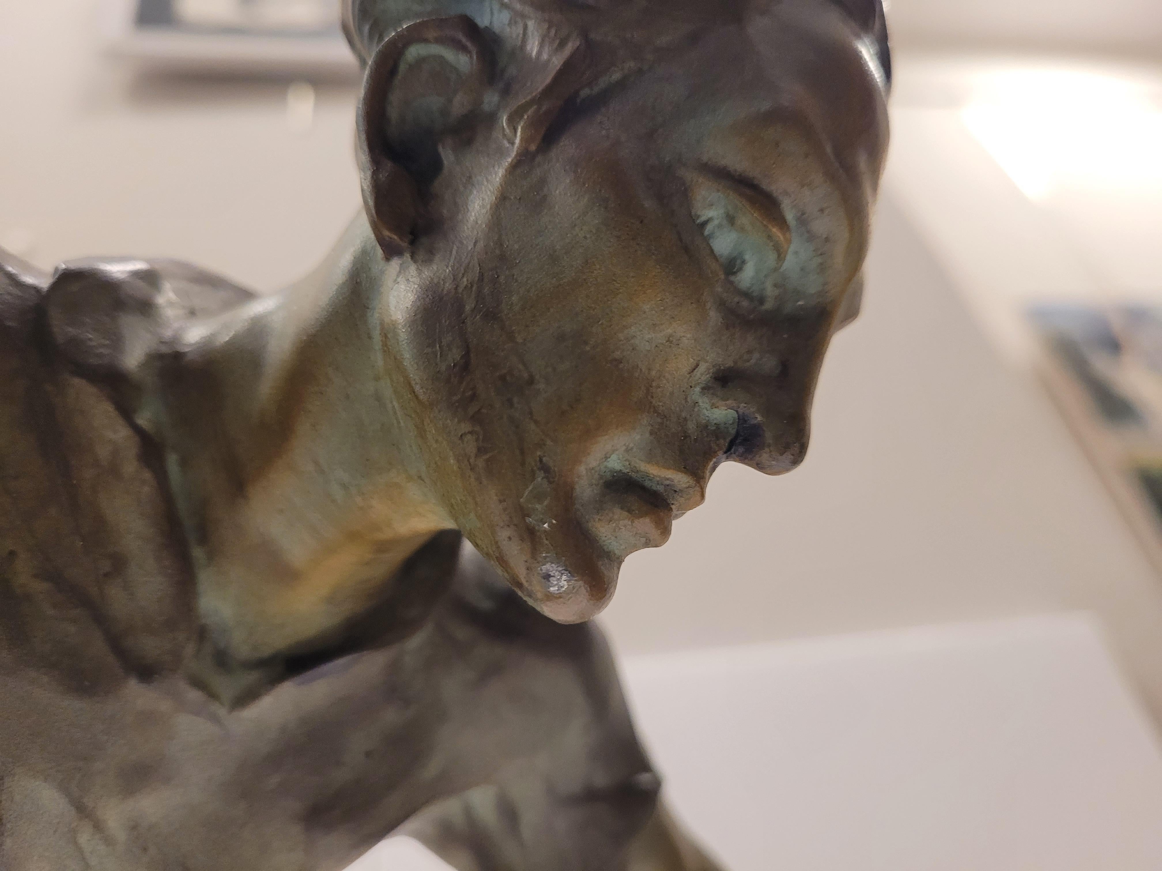 Art Deco French Soccer Player Sculpture by LEMOYNE 6