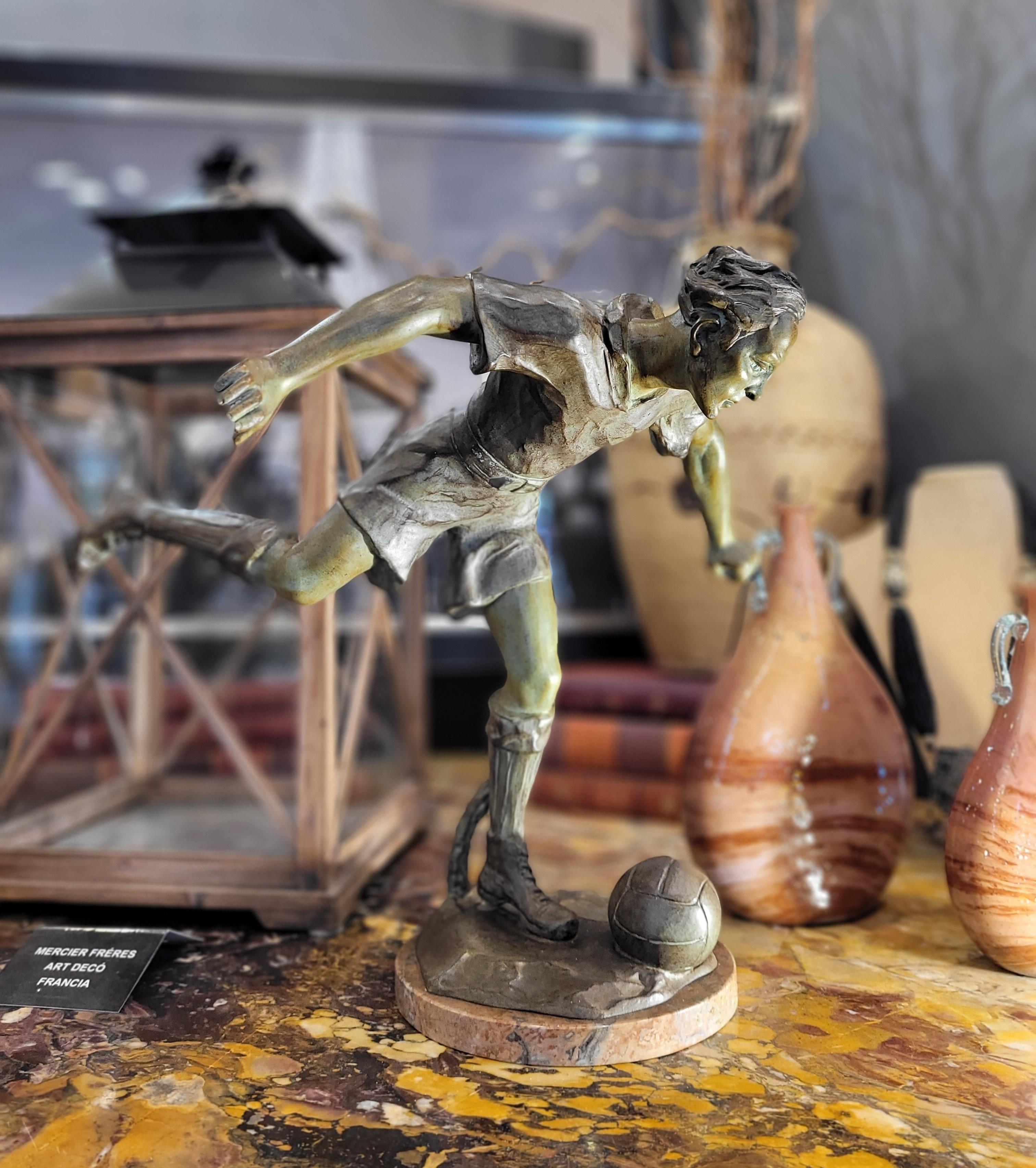 Art Deco French Soccer Player Sculpture by LEMOYNE 11