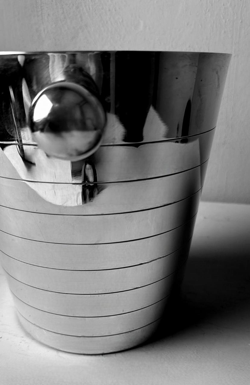Art Deco French Stainless Steel Champagne Bucket For Sale 5