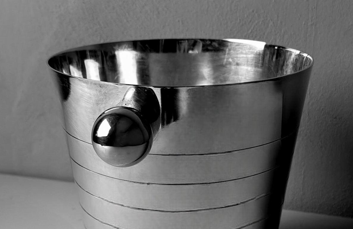 Art Deco French Stainless Steel Champagne Bucket For Sale 6