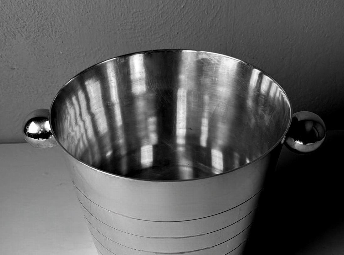 Art Deco French Stainless Steel Champagne Bucket For Sale 7