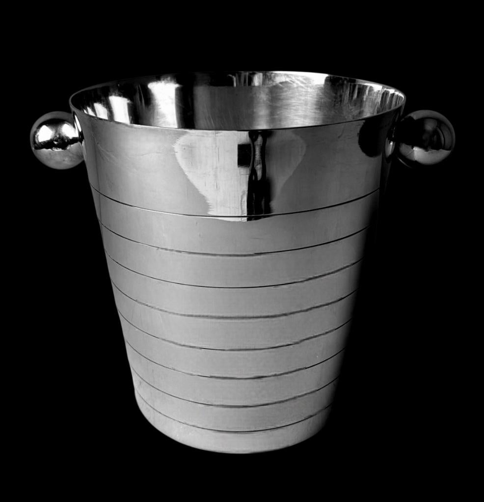 Turned Art Deco French Stainless Steel Champagne Bucket For Sale