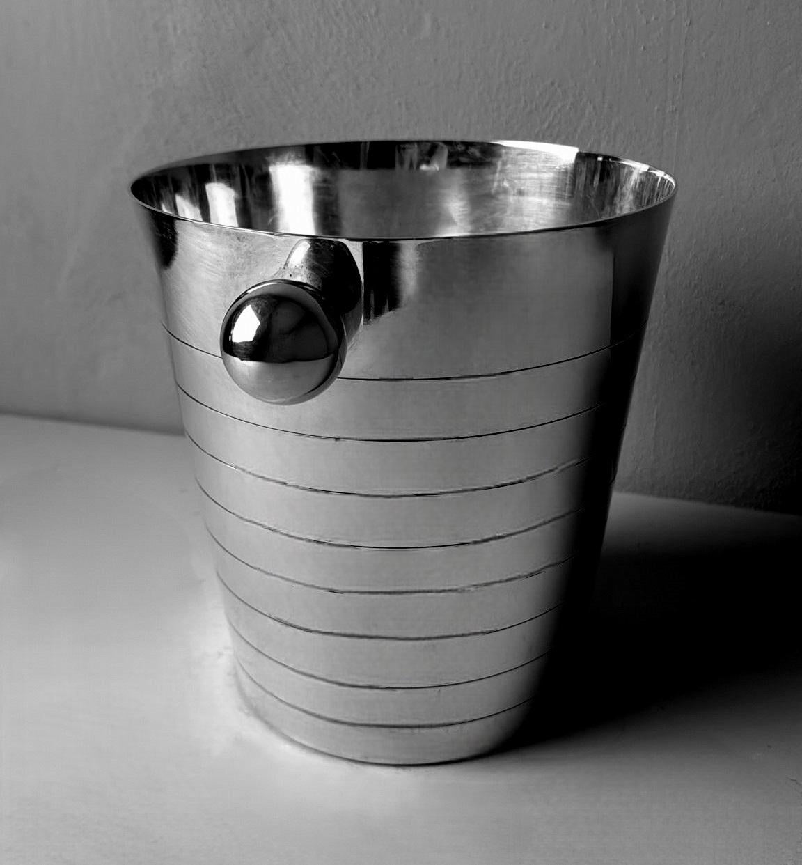 Art Deco French Stainless Steel Champagne Bucket In Good Condition For Sale In Prato, Tuscany