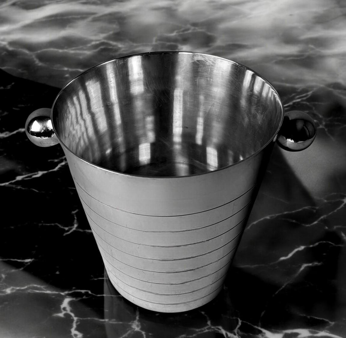 Art Deco French Stainless Steel Champagne Bucket For Sale 2