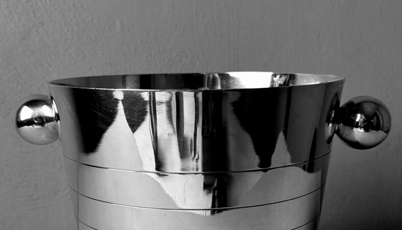 Art Deco French Stainless Steel Champagne Bucket For Sale 3