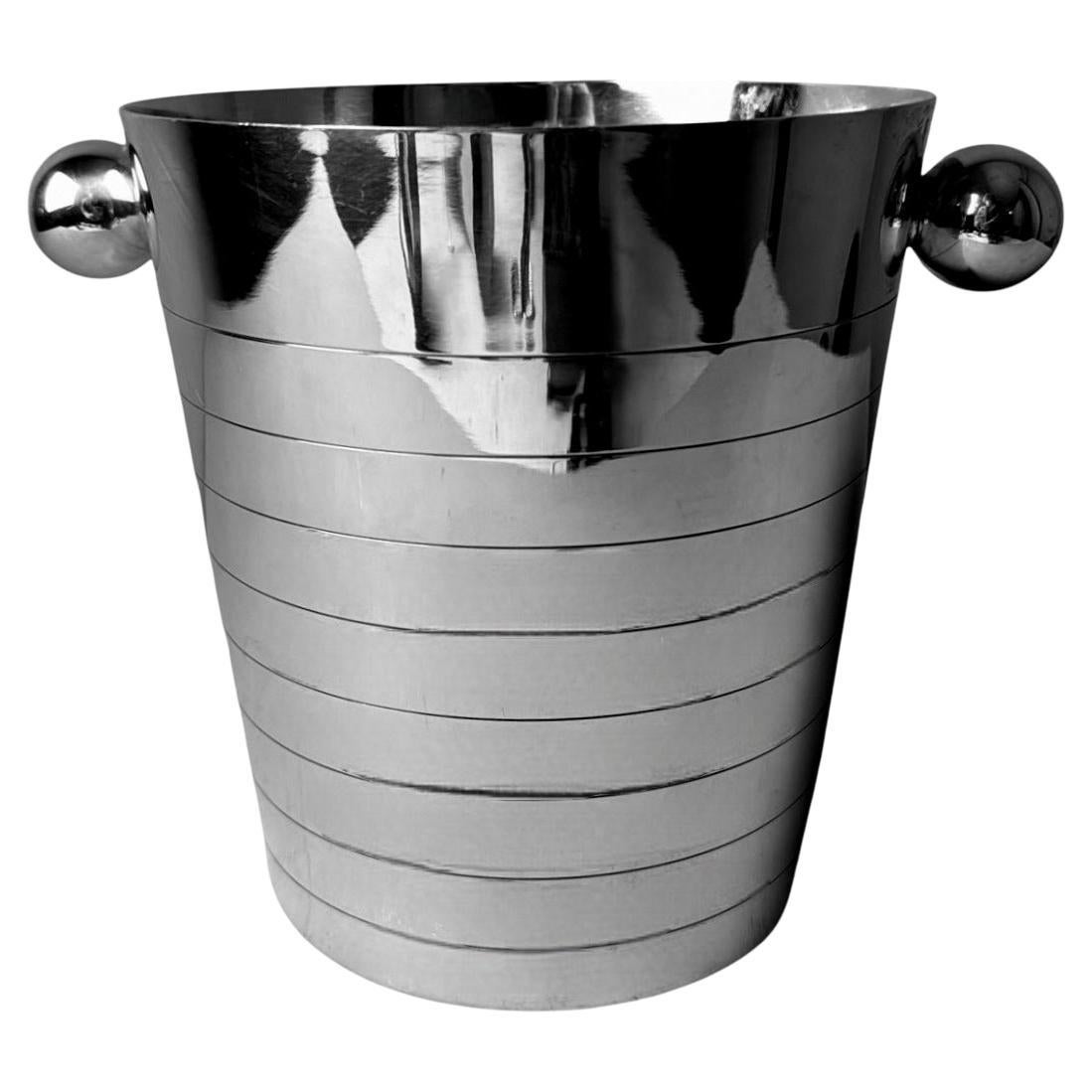 Art Deco French Stainless Steel Champagne Bucket For Sale