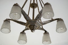 Art Deco French Star Chandelier Attributed to Hettier Vincent