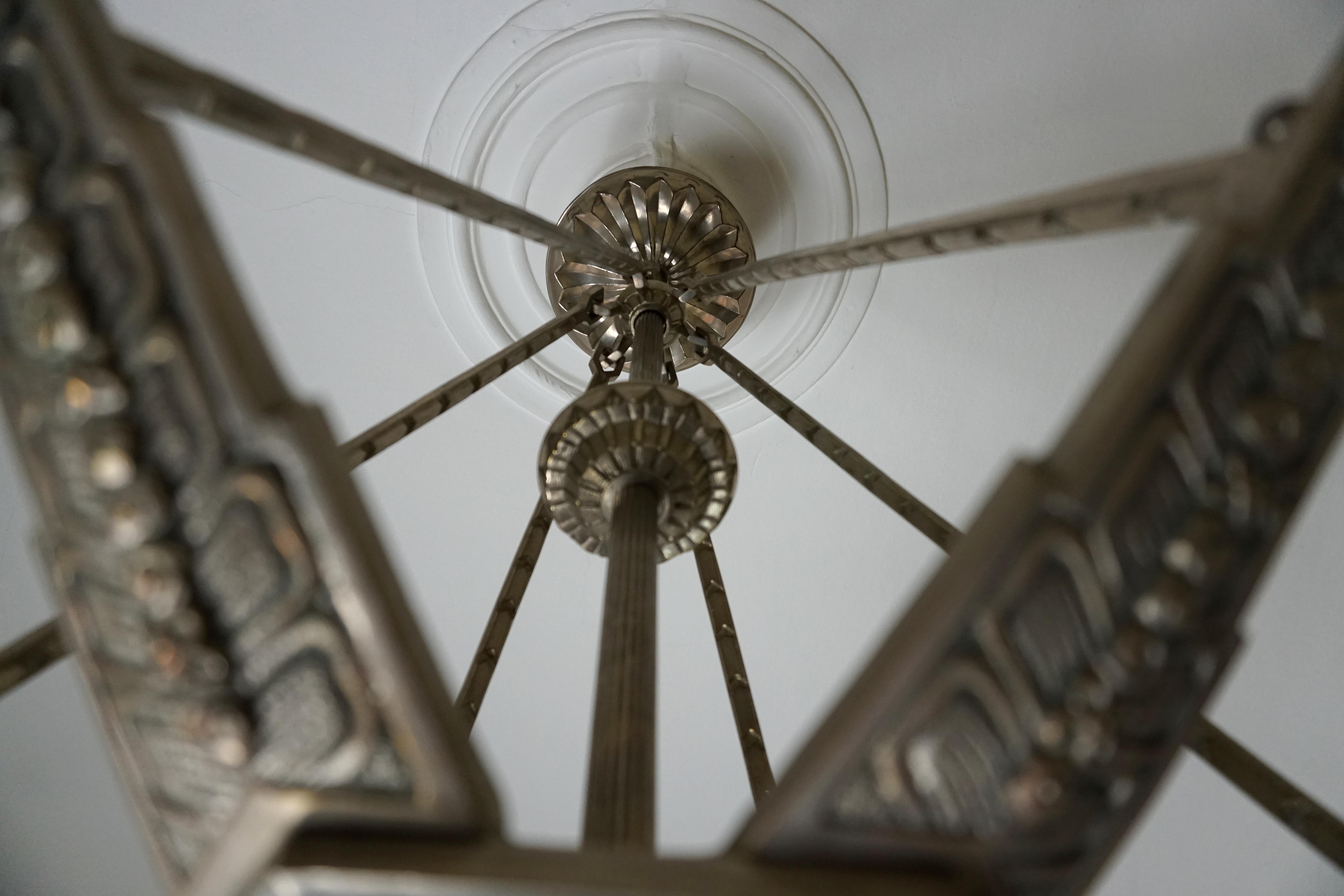 Art Deco French Star Chandelier Attributed to Hettier Vincent For Sale 2