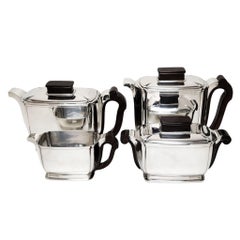Art Deco French Sterling Silver 4 piece Tea & Coffee Set Paris France c. 1930