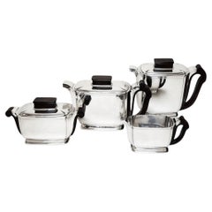 Art Deco French Sterling Silver 4 piece Tea & Coffee Set Paris France c. 1930