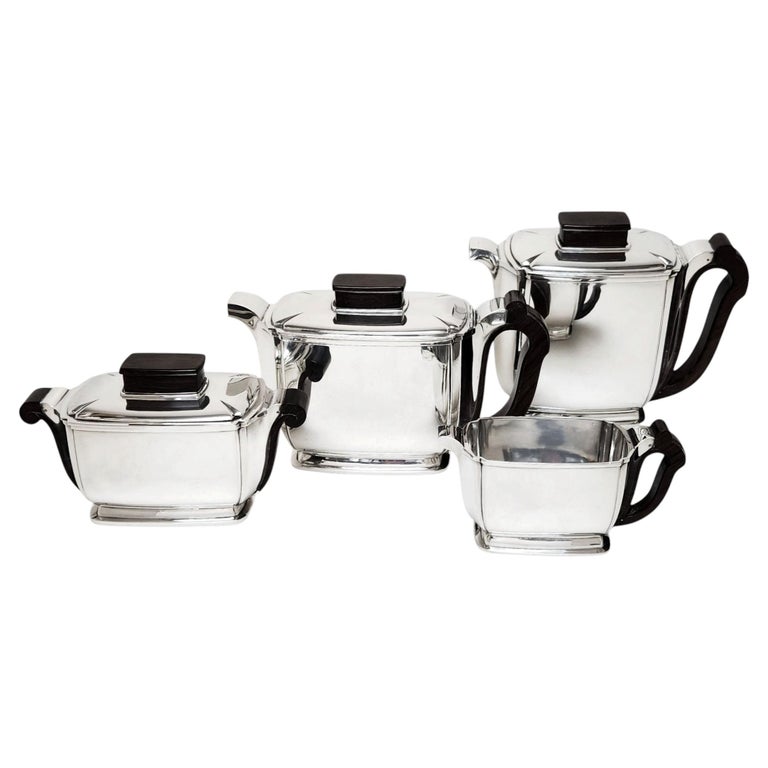 Art Deco French Sterling Silver 4 piece Tea & Coffee Set Paris France c. 1930