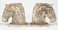 Art Deco French Stone Horse Heads