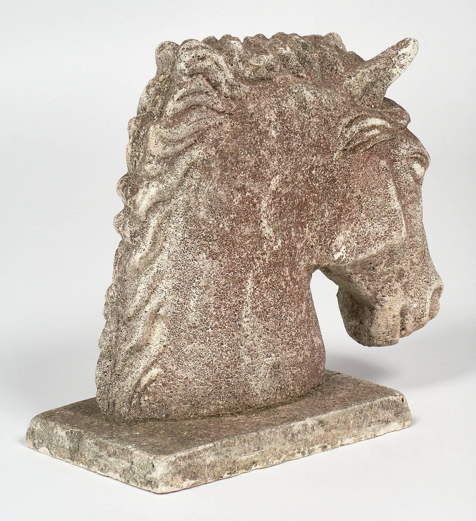 Art Deco French Stone Horse Heads 2