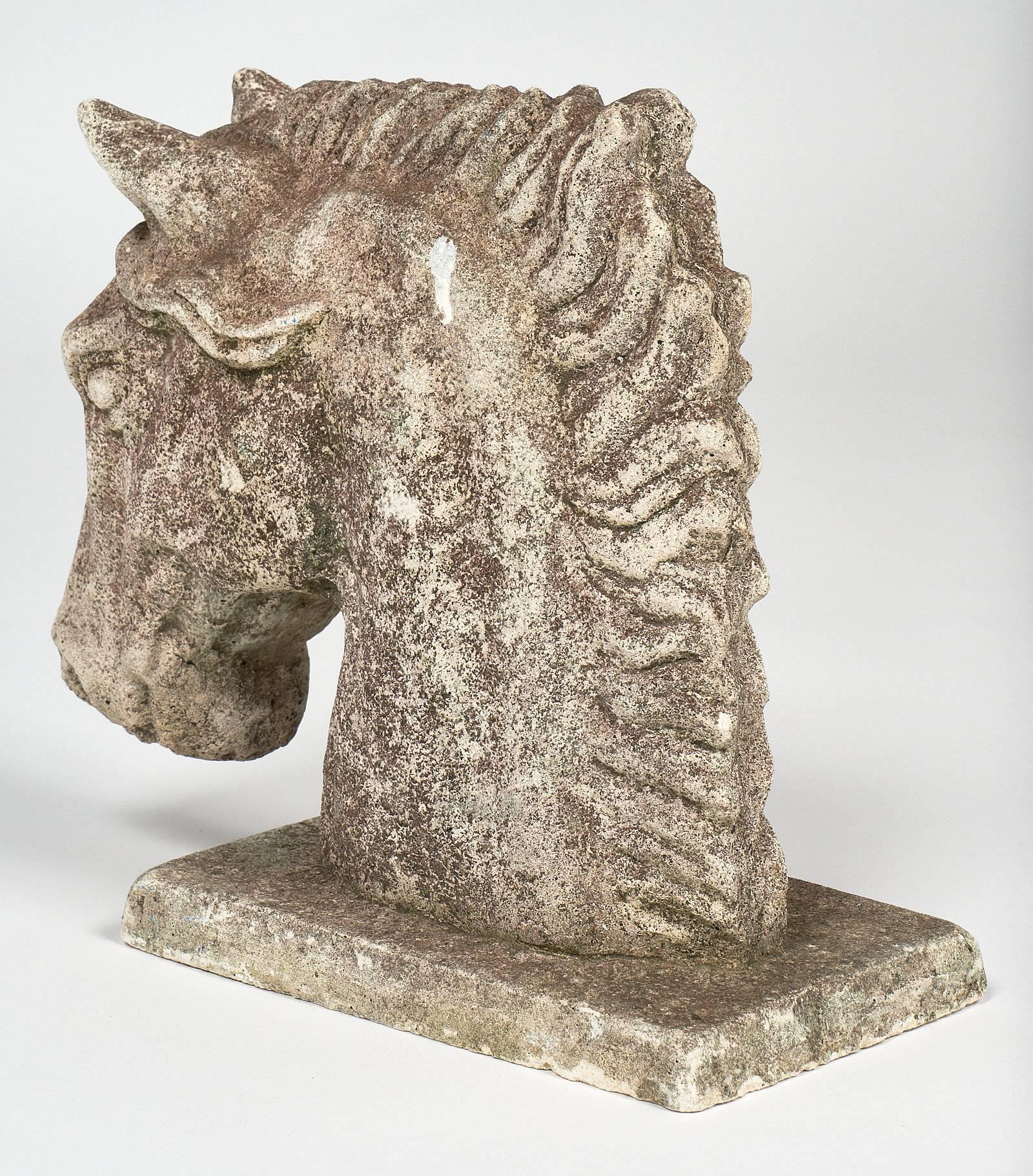 Art Deco French Stone Horse Heads 3