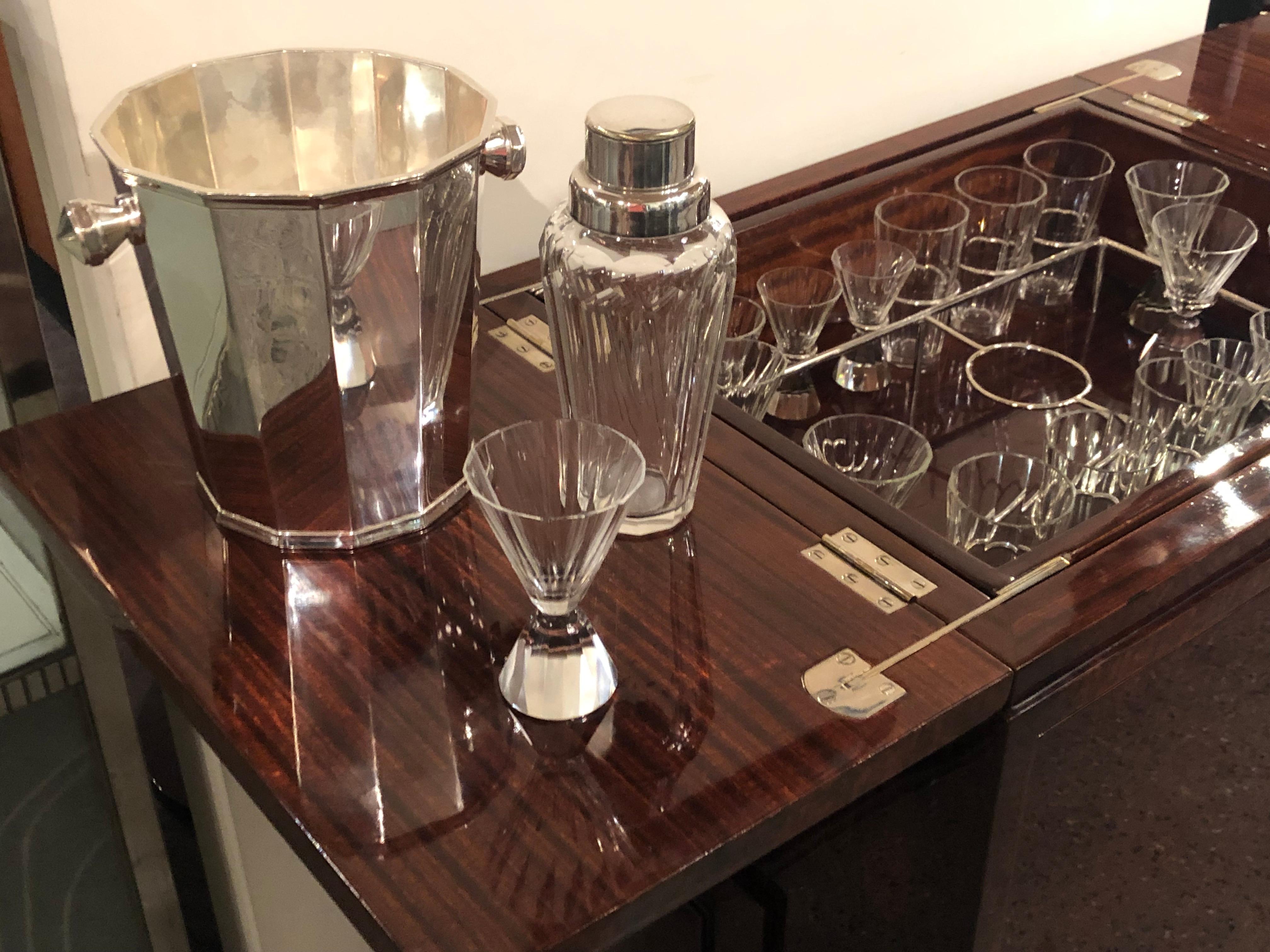 Art Deco French Style Pop Up Bar with Fluted Glassware 8