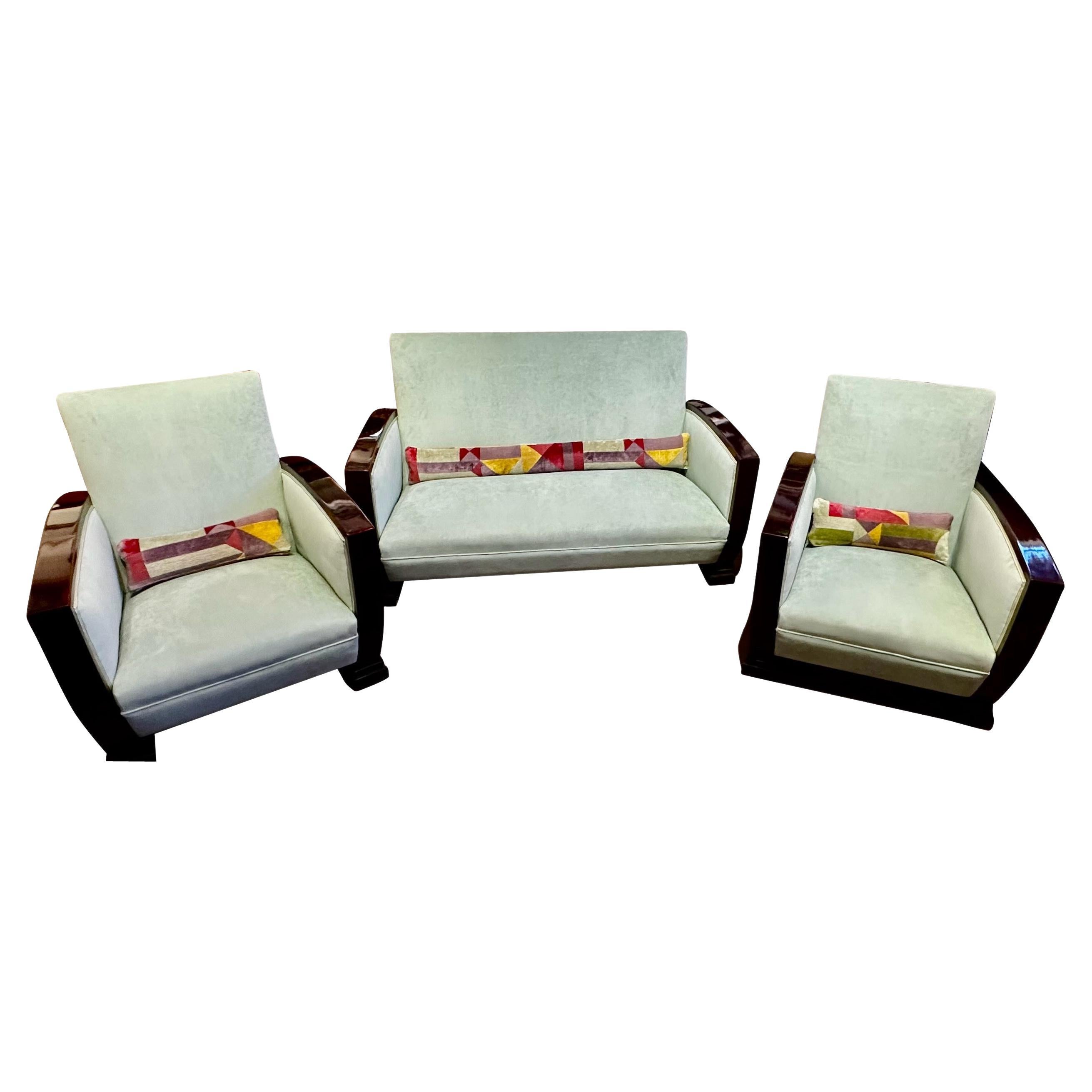 Art Deco French Style Three Piece Sofa Suite For Sale