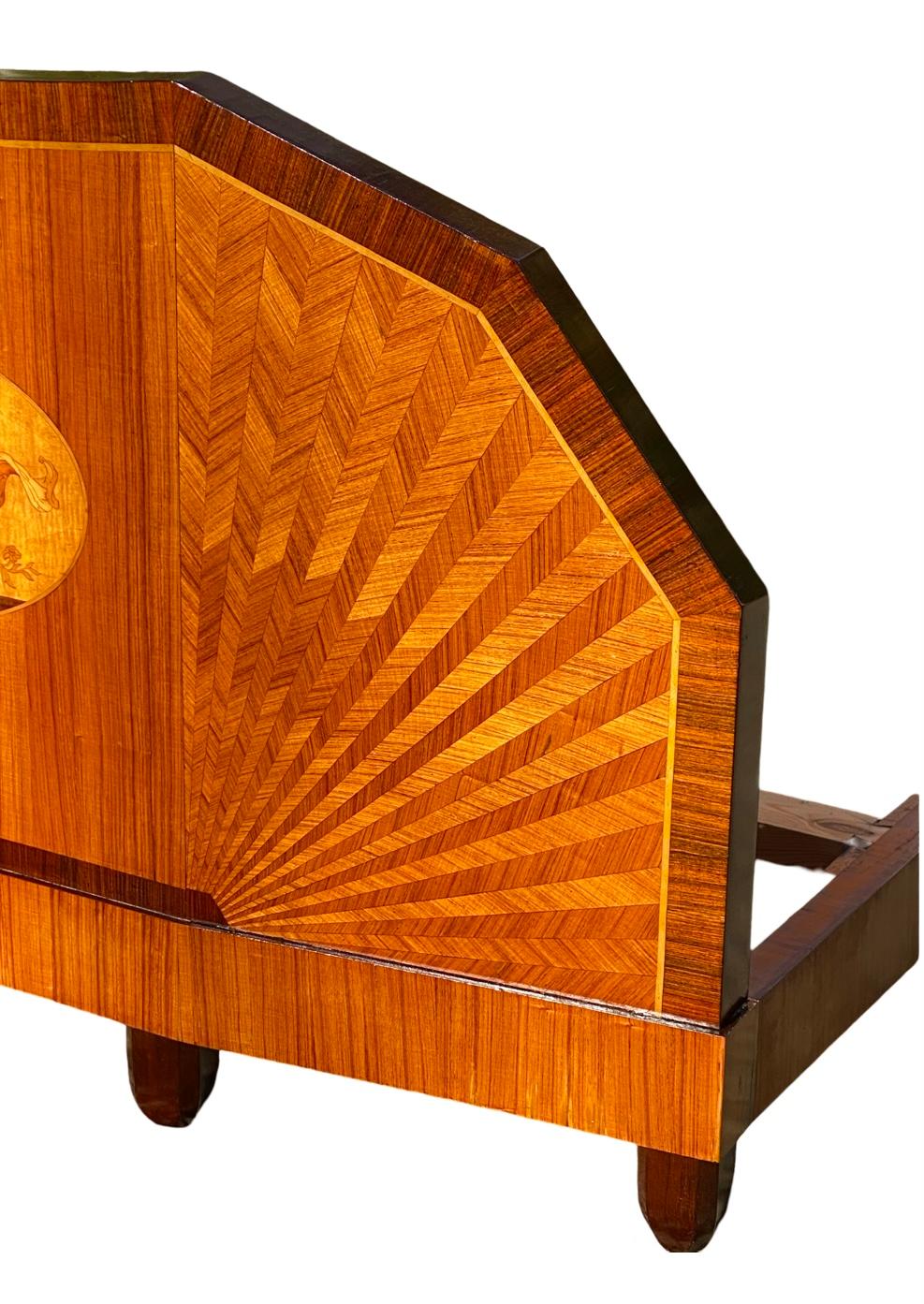 Art Deco French Sunray inlaid Double Bec For Sale 5