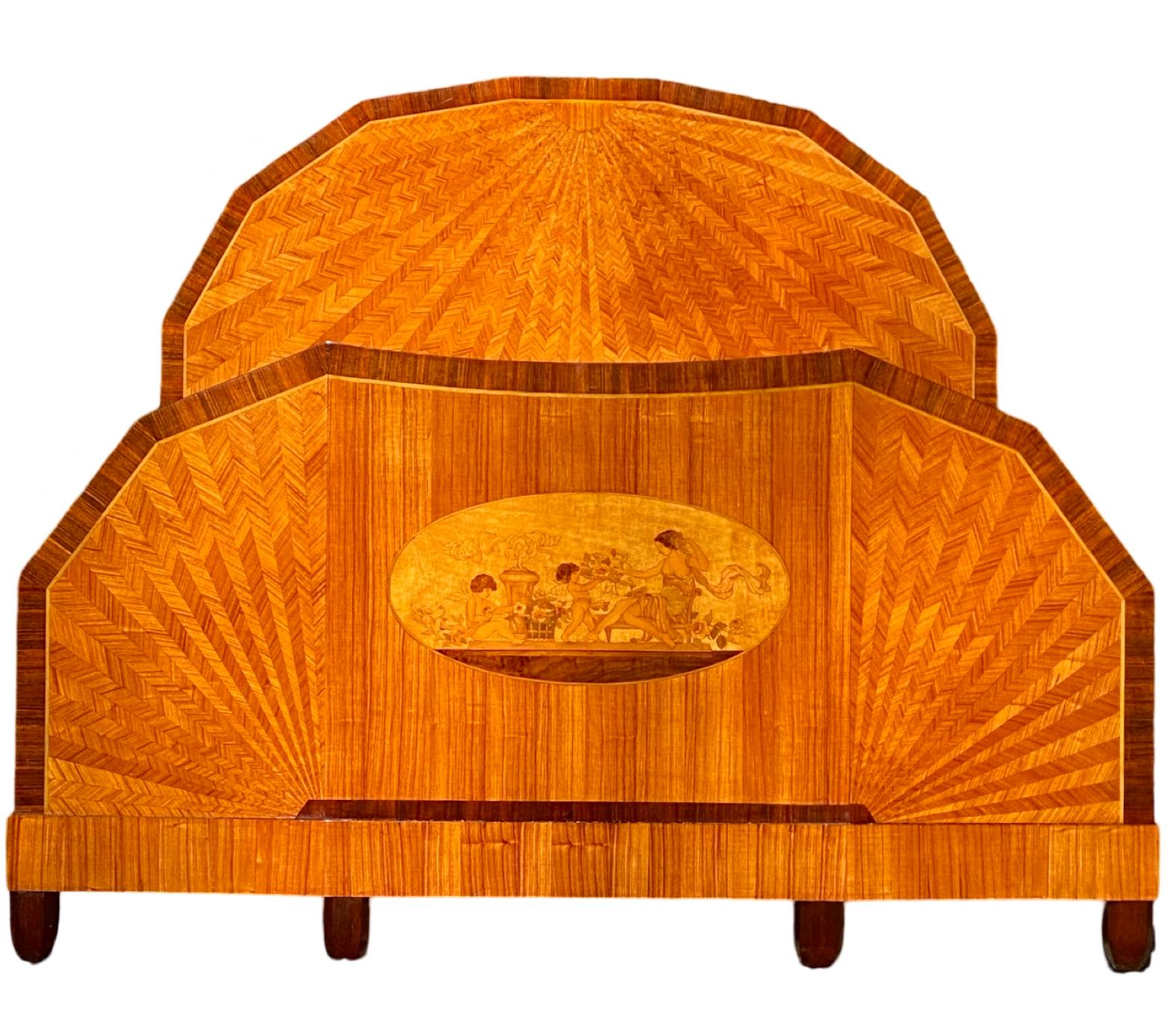Art Deco French Sunray inlaid Double Bec For Sale 1